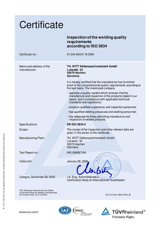 Development and production of pressure vessel acc. EN3834-2