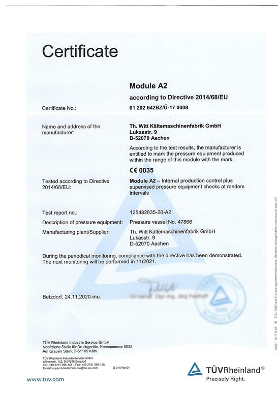 Module A2 according Directive 2014/68/EU